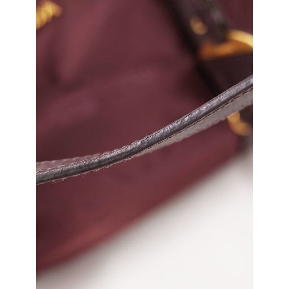 Prada Tessuto Nylon Saffiano Leather Tote Shoulder Bag wine red - Picture 6 of 9